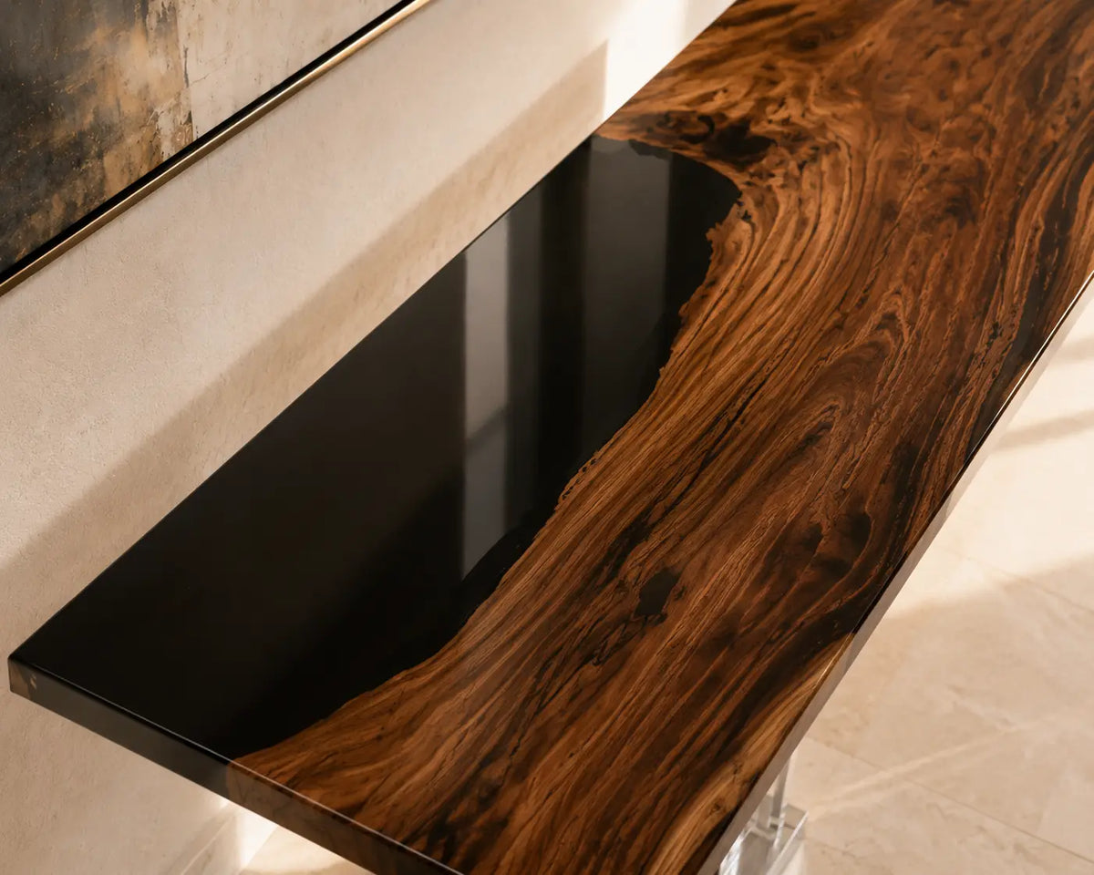 Noir Axis Walnut Epoxy Console Table CST02