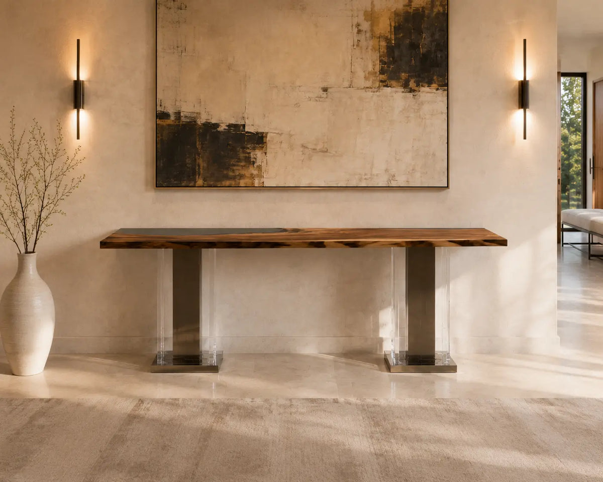 Noir Axis Walnut Epoxy Console Table CST02
