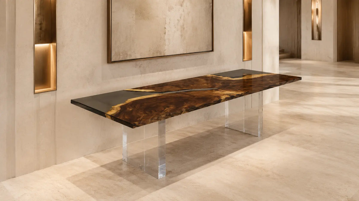 Midnight Divide Walnut Epoxy Console Table CST05