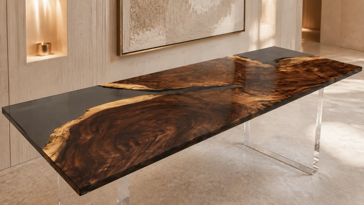 Midnight Divide Walnut Epoxy Console Table CST05