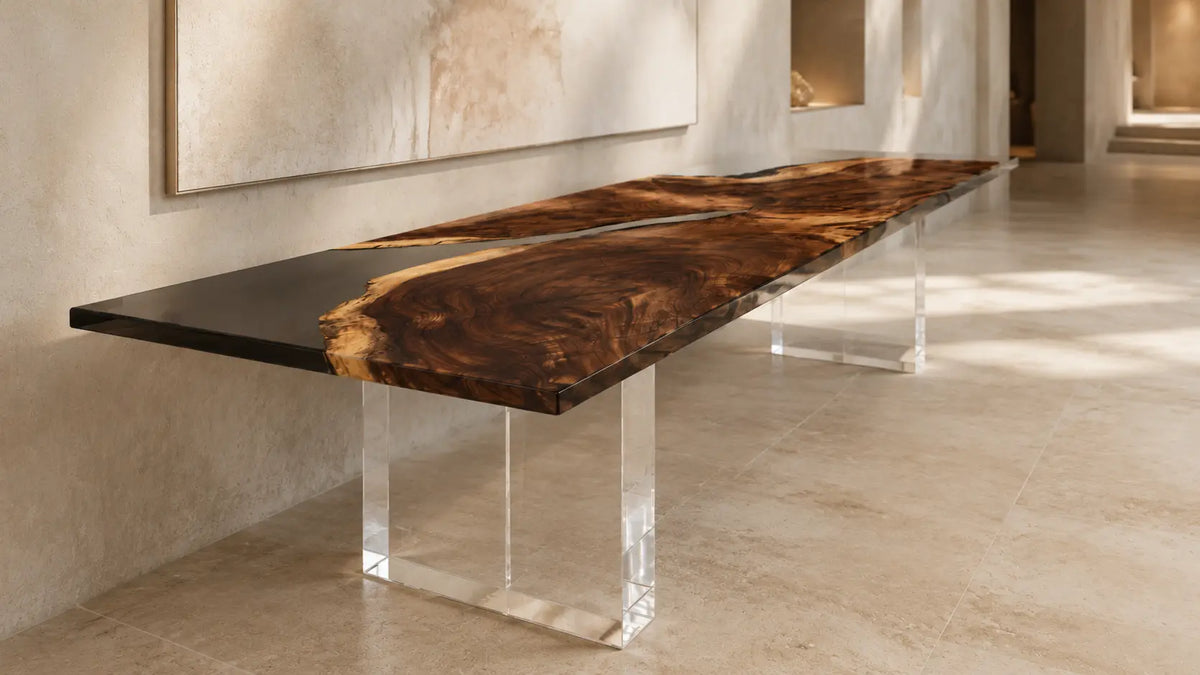 Midnight Divide Walnut Epoxy Console Table CST05