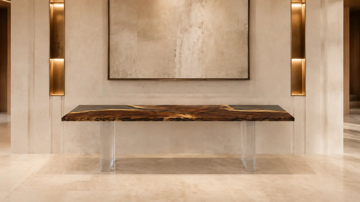 Midnight Divide Walnut Epoxy Console Table CST05