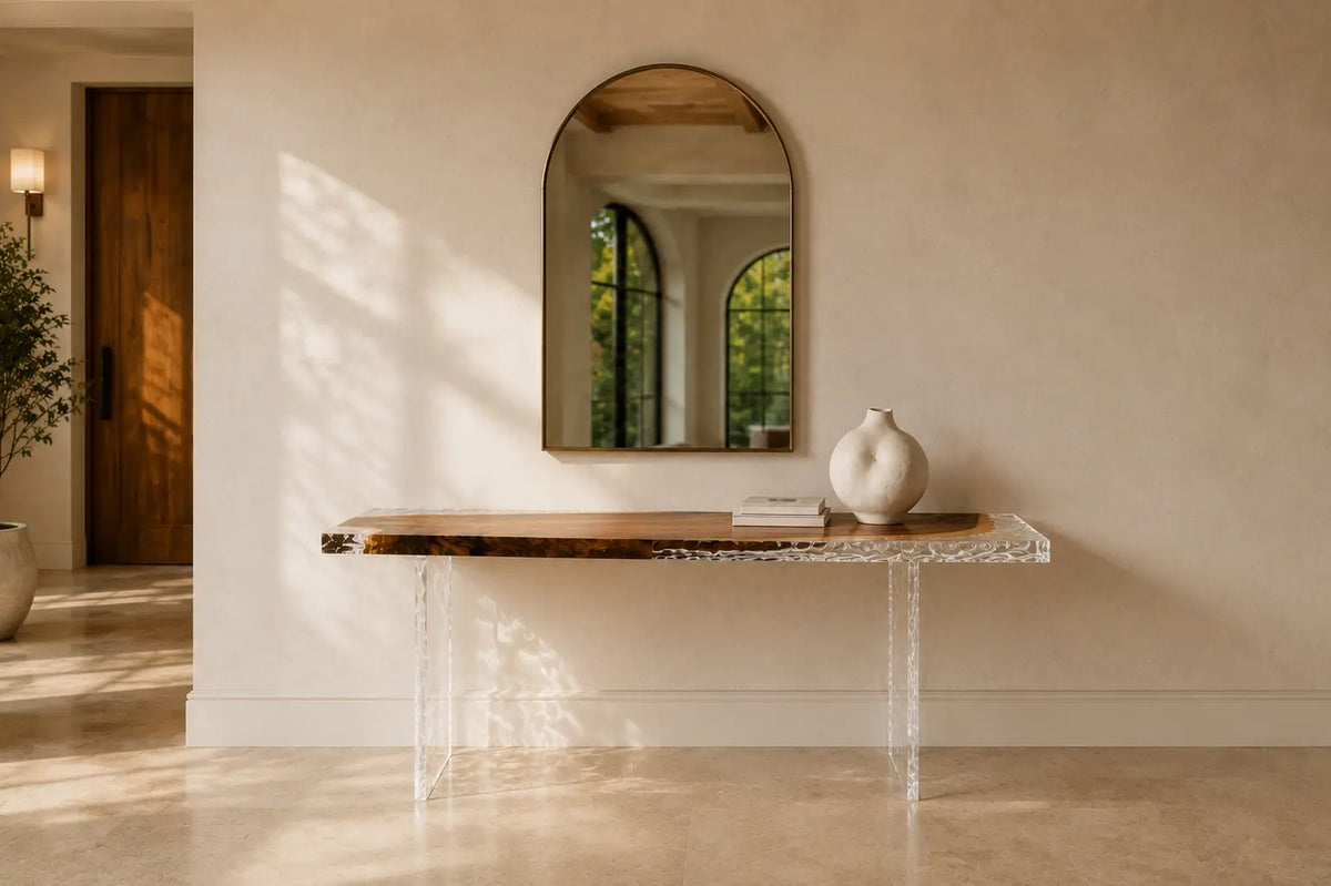 Glassbank Walnut Clear Epoxy Console Table CST06