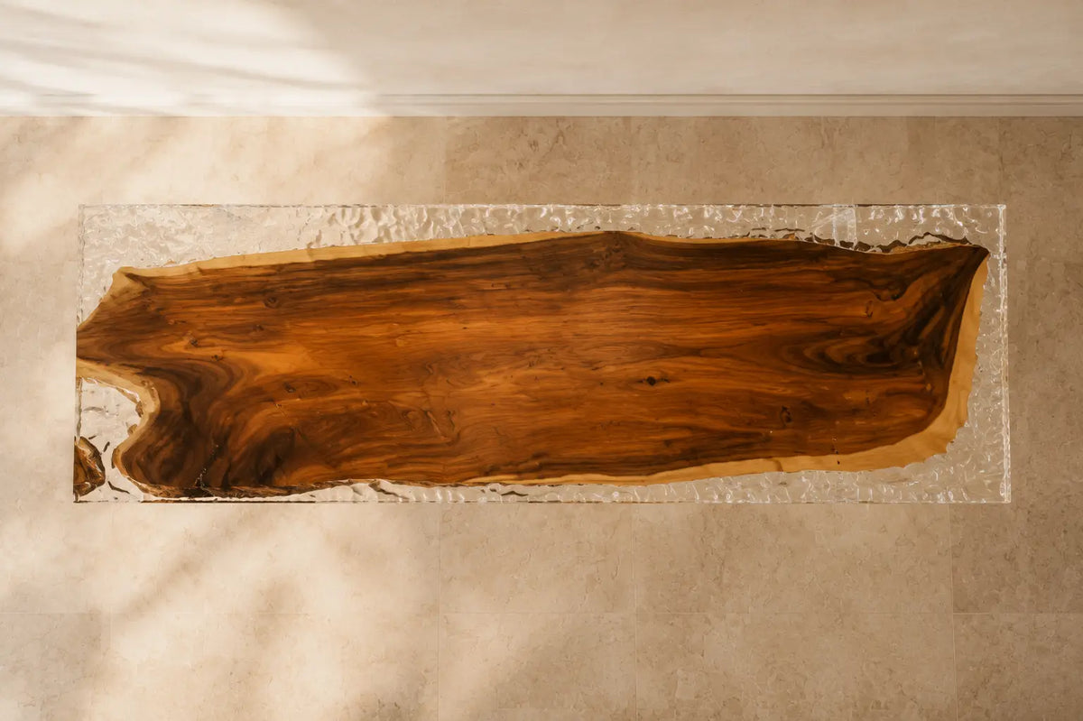 Glassbank Walnut Clear Epoxy Console Table CST06