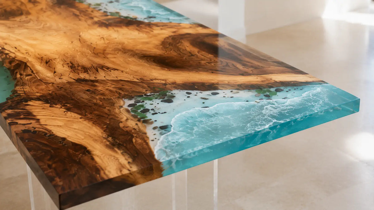 Lagoon Edge Walnut Epoxy Console Table CST07