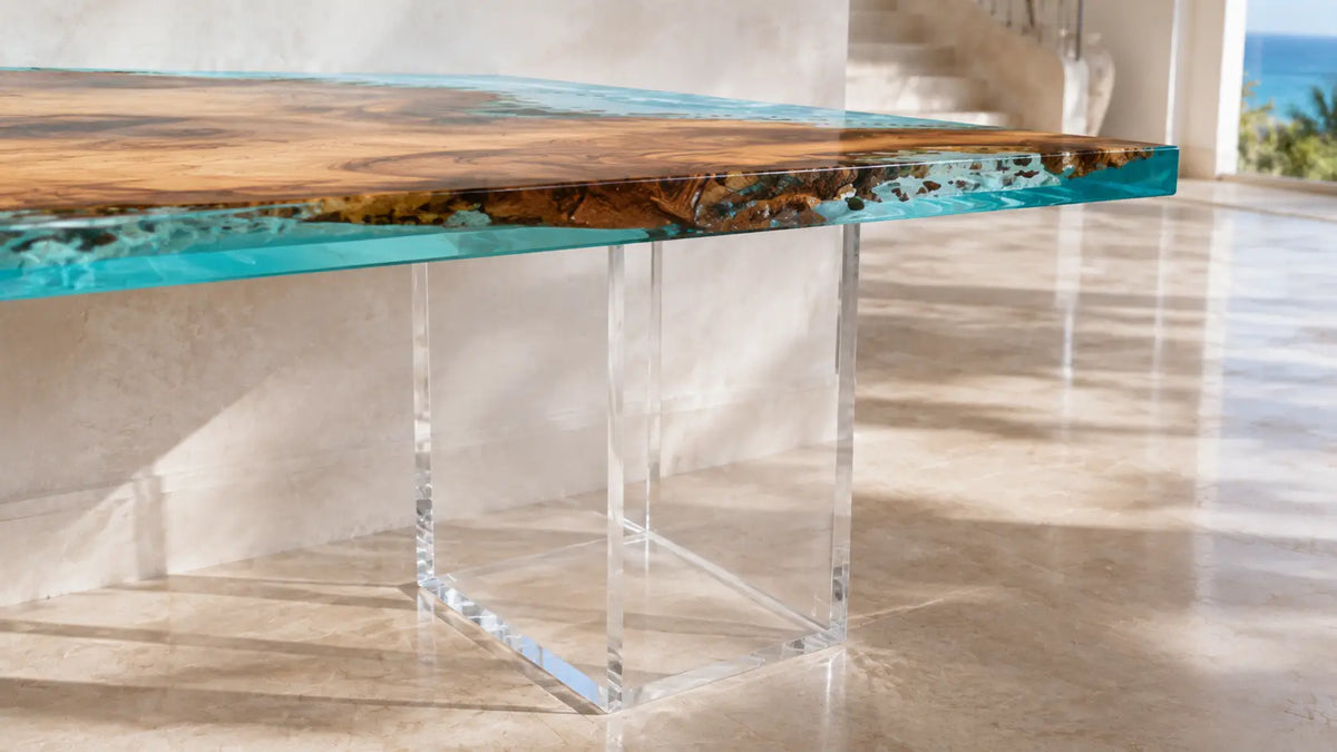Lagoon Edge Walnut Epoxy Console Table CST07