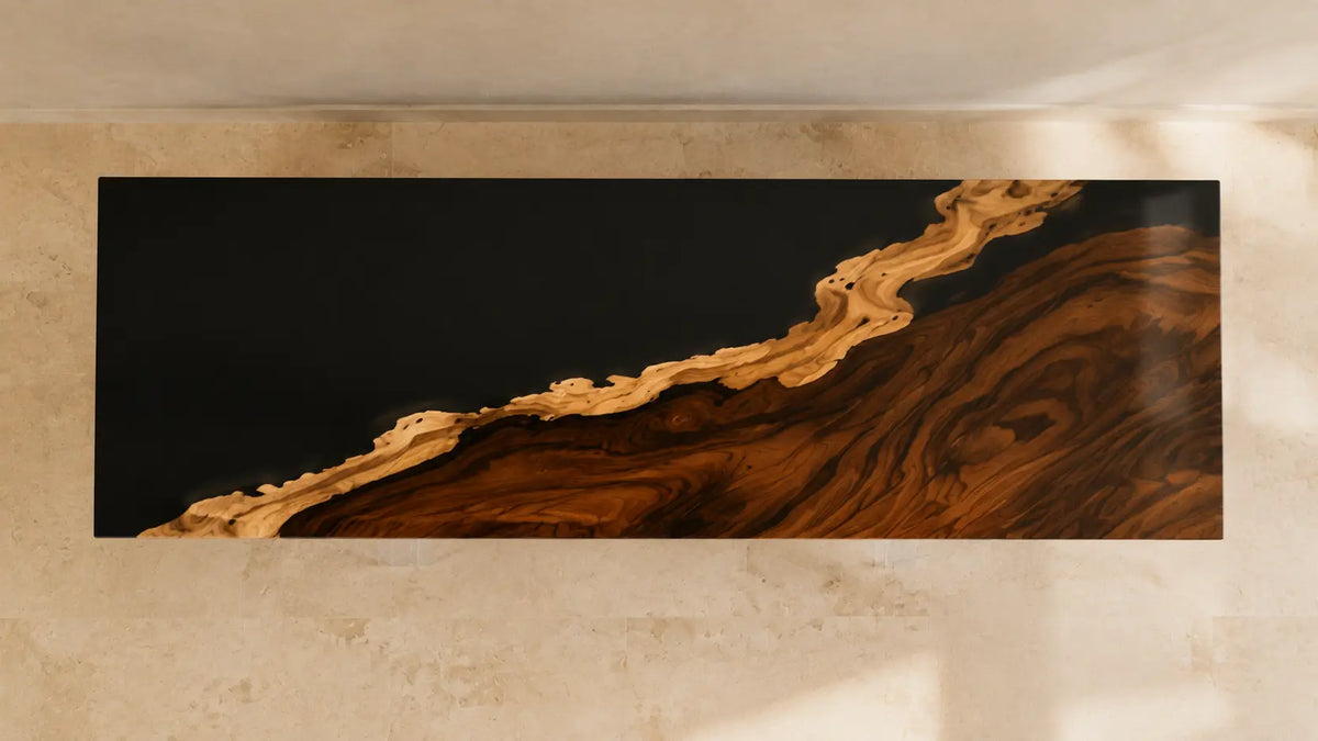 Black Horizon Walnut Epoxy Console Table CST09