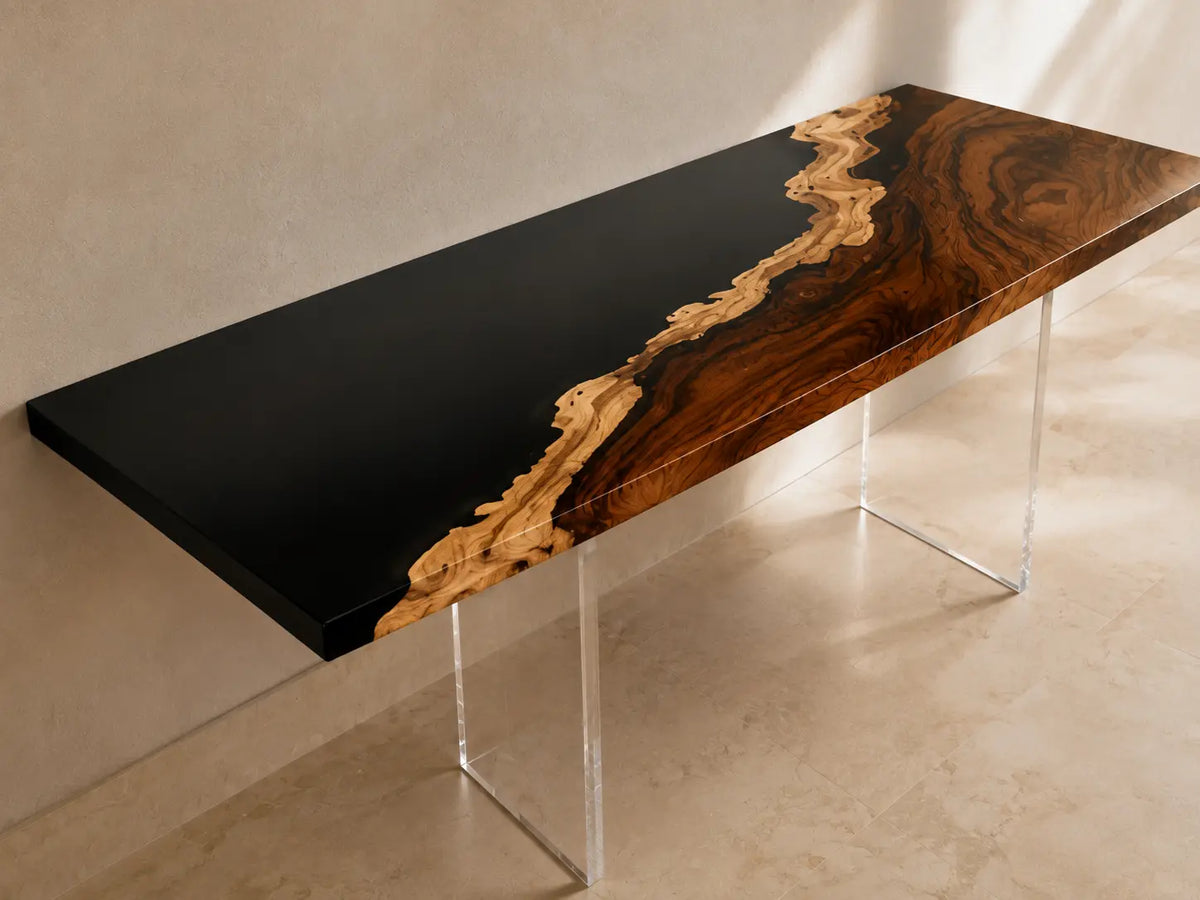 Black Horizon Walnut Epoxy Console Table CST09