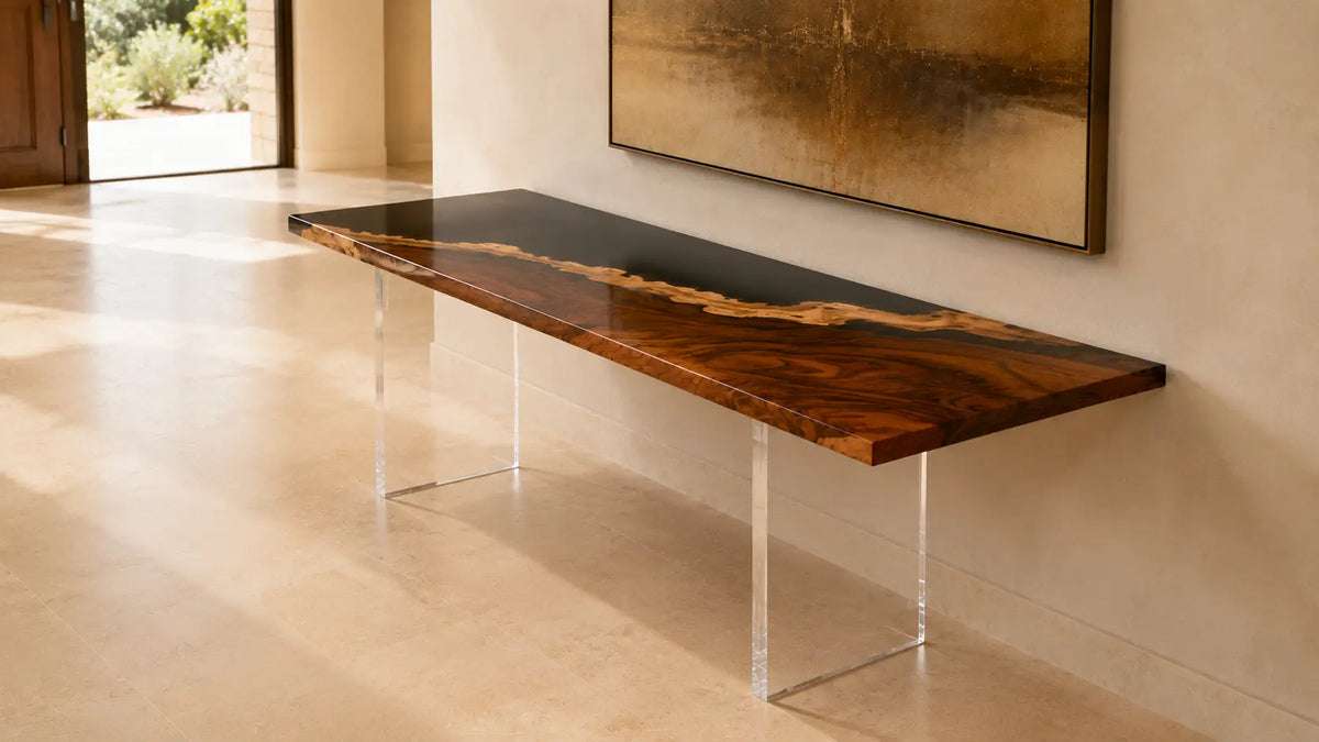 Black Horizon Walnut Epoxy Console Table CST09