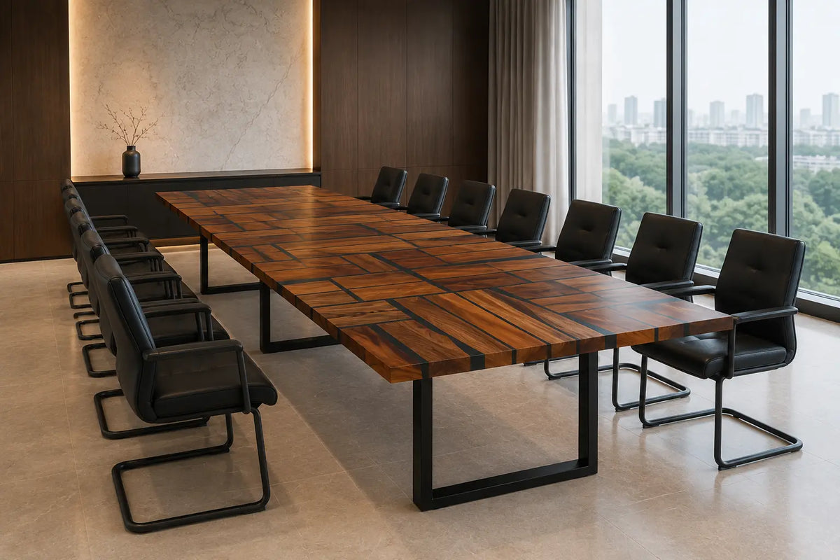 Aurorawoodart Custom Black Modern Epoxy Conference Table CT51