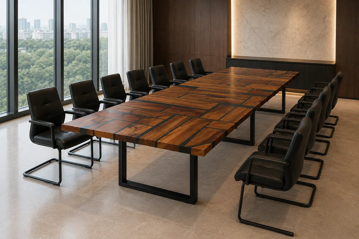 Aurorawoodart Custom Black Modern Epoxy Conference Table CT51