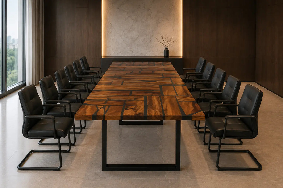 Aurorawoodart Custom Black Modern Epoxy Conference Table CT51