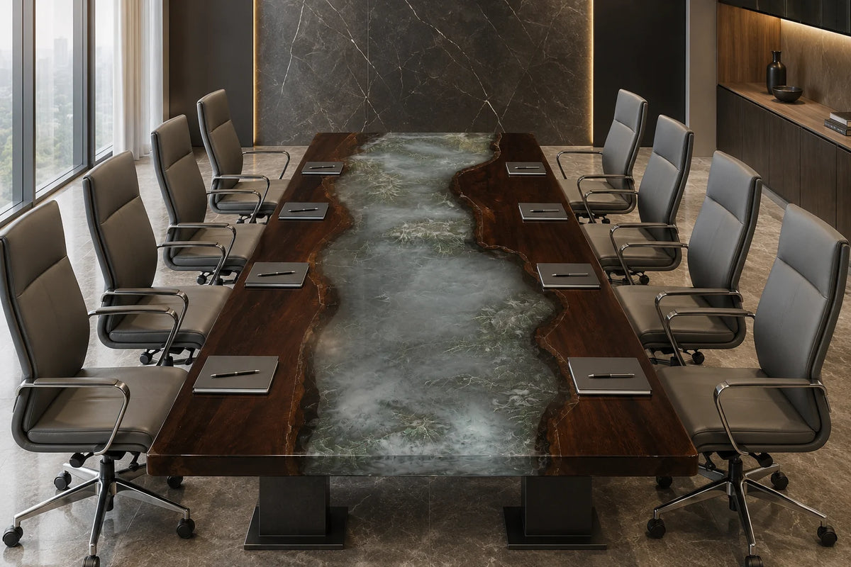 Silver Mist Walnut Epoxy Conference Table CT01
