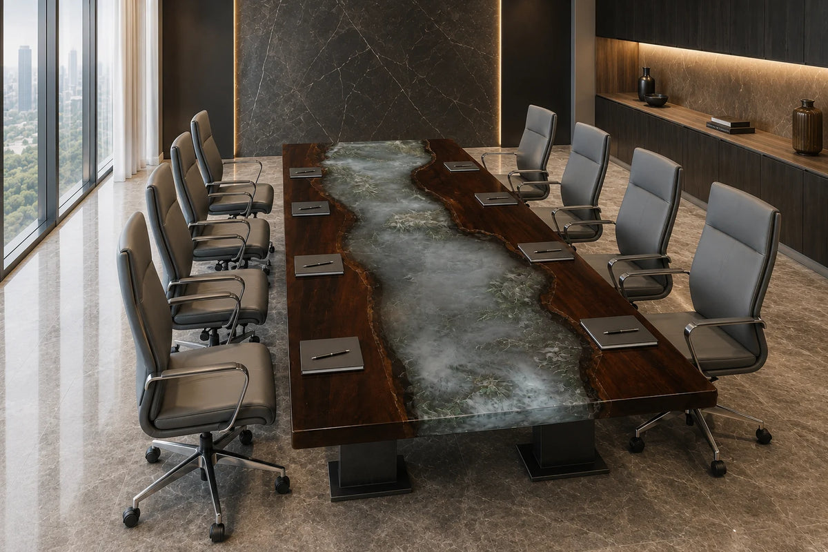 Silver Mist Walnut Epoxy Conference Table CT01