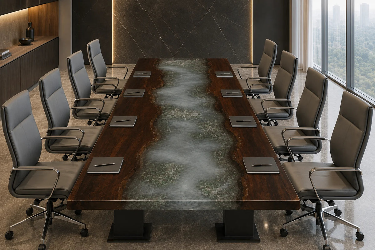 Silver Mist Walnut Epoxy Conference Table CT01