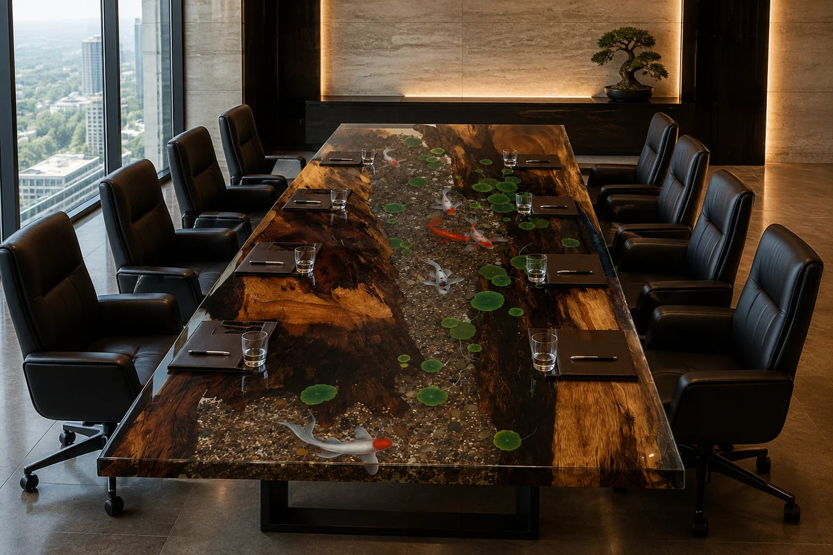Moss Garden Walnut Epoxy River Conference Table CT03