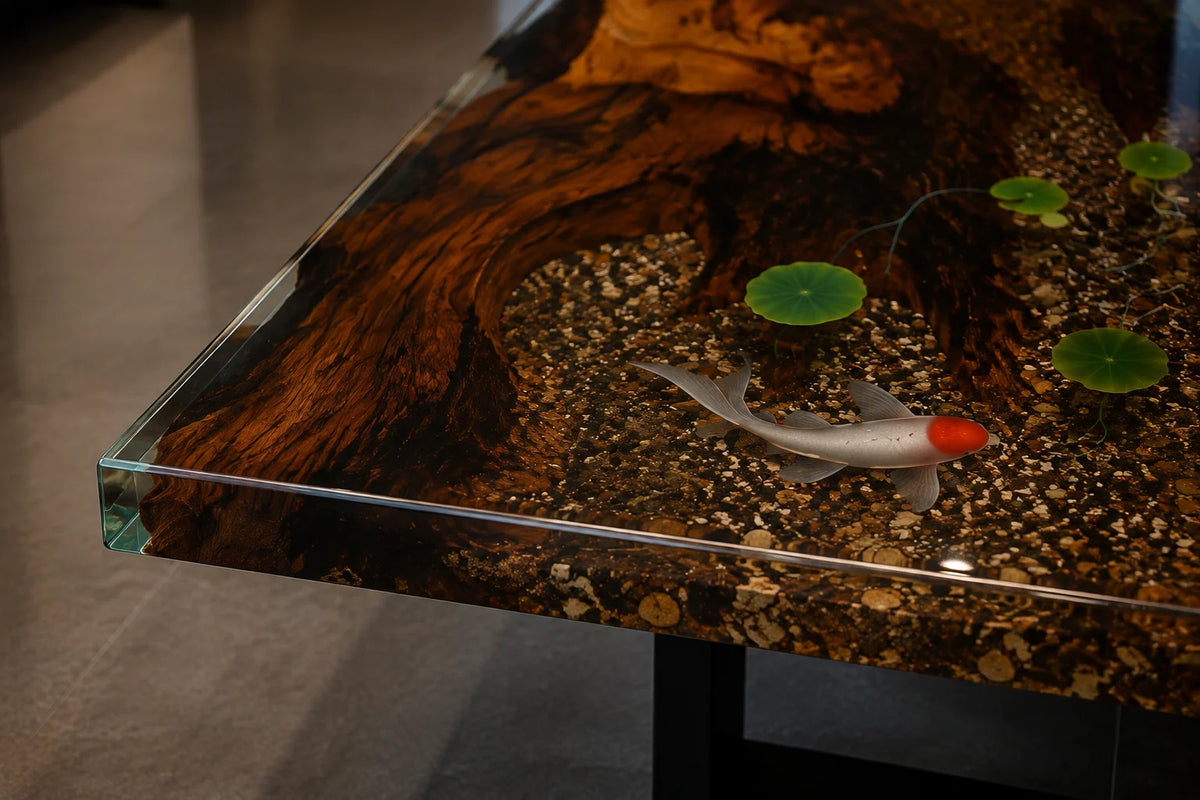 Moss Garden Walnut Epoxy River Conference Table CT03