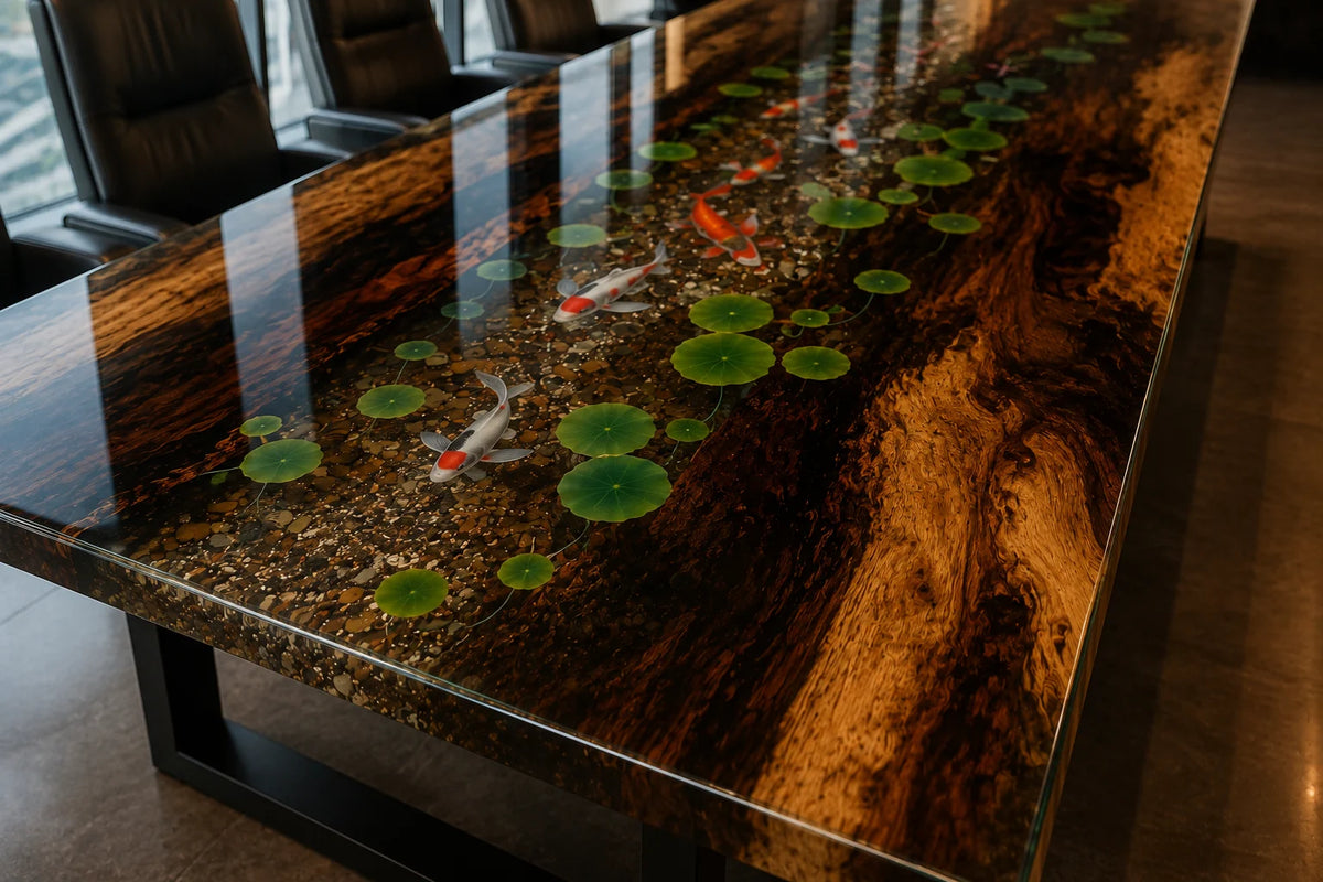 Moss Garden Walnut Epoxy River Conference Table CT03
