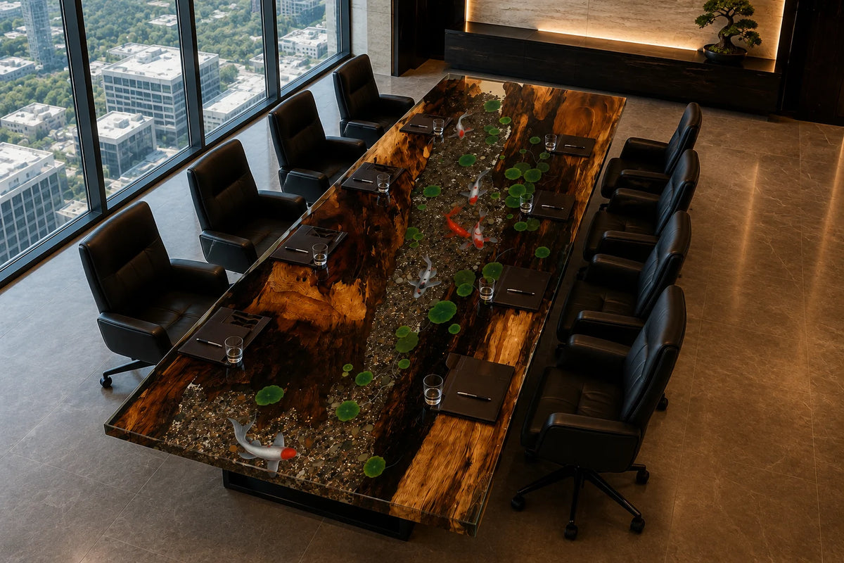 Moss Garden Walnut Epoxy River Conference Table CT03