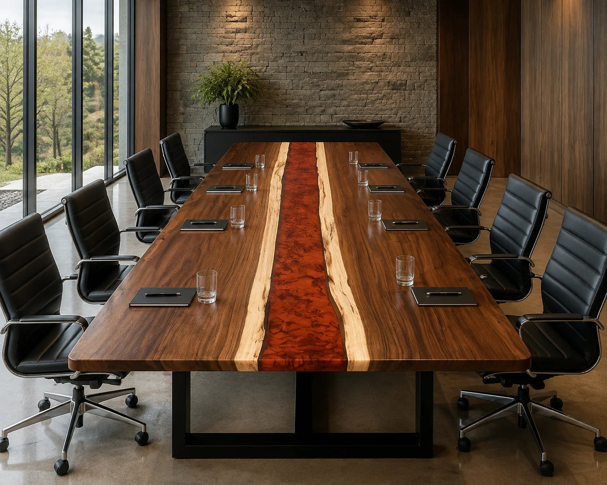 Crimson Line Live Edge Walnut Conference Table CT05