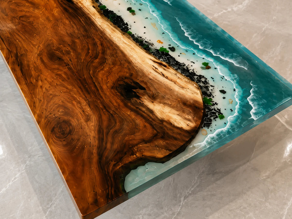 Aqua Coast Walnut Epoxy River Conference Table CT06