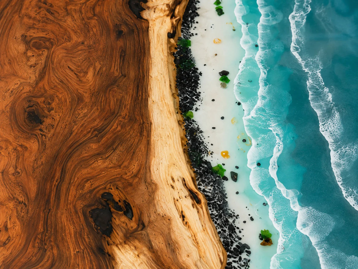 Aqua Coast Walnut Epoxy River Conference Table CT06