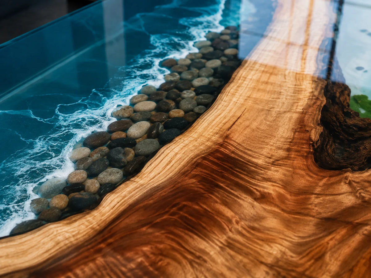 Turquoise Shore Walnut Epoxy Conference Table CT07
