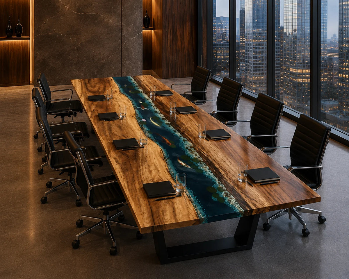 Midnight Channel Live Edge Walnut Conference Table CT08