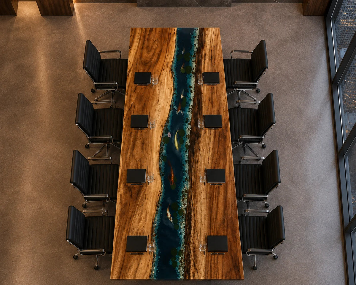 Midnight Channel Live Edge Walnut Conference Table CT08