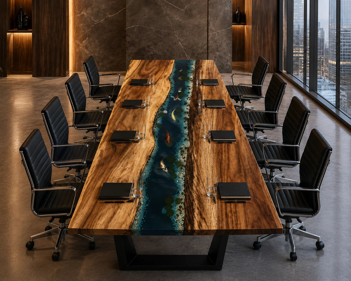 Midnight Channel Live Edge Walnut Conference Table CT08