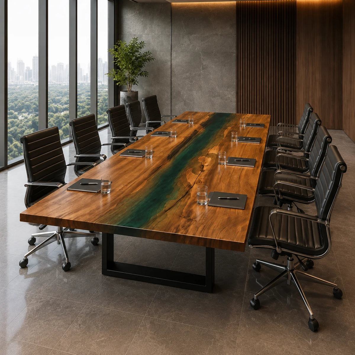 Forest Veil Walnut Epoxy River Conference Table CT09