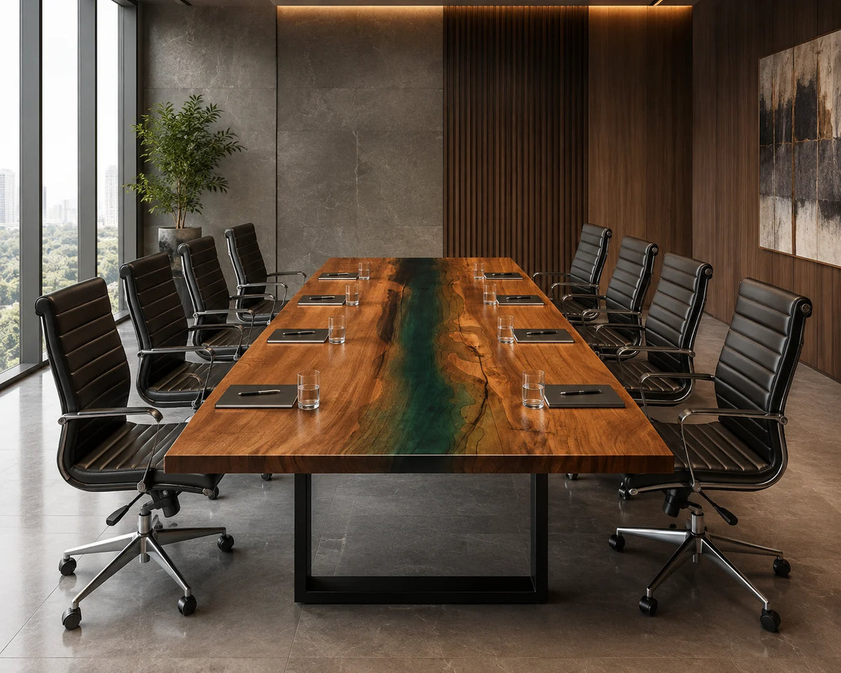Forest Veil Walnut Epoxy River Conference Table CT09