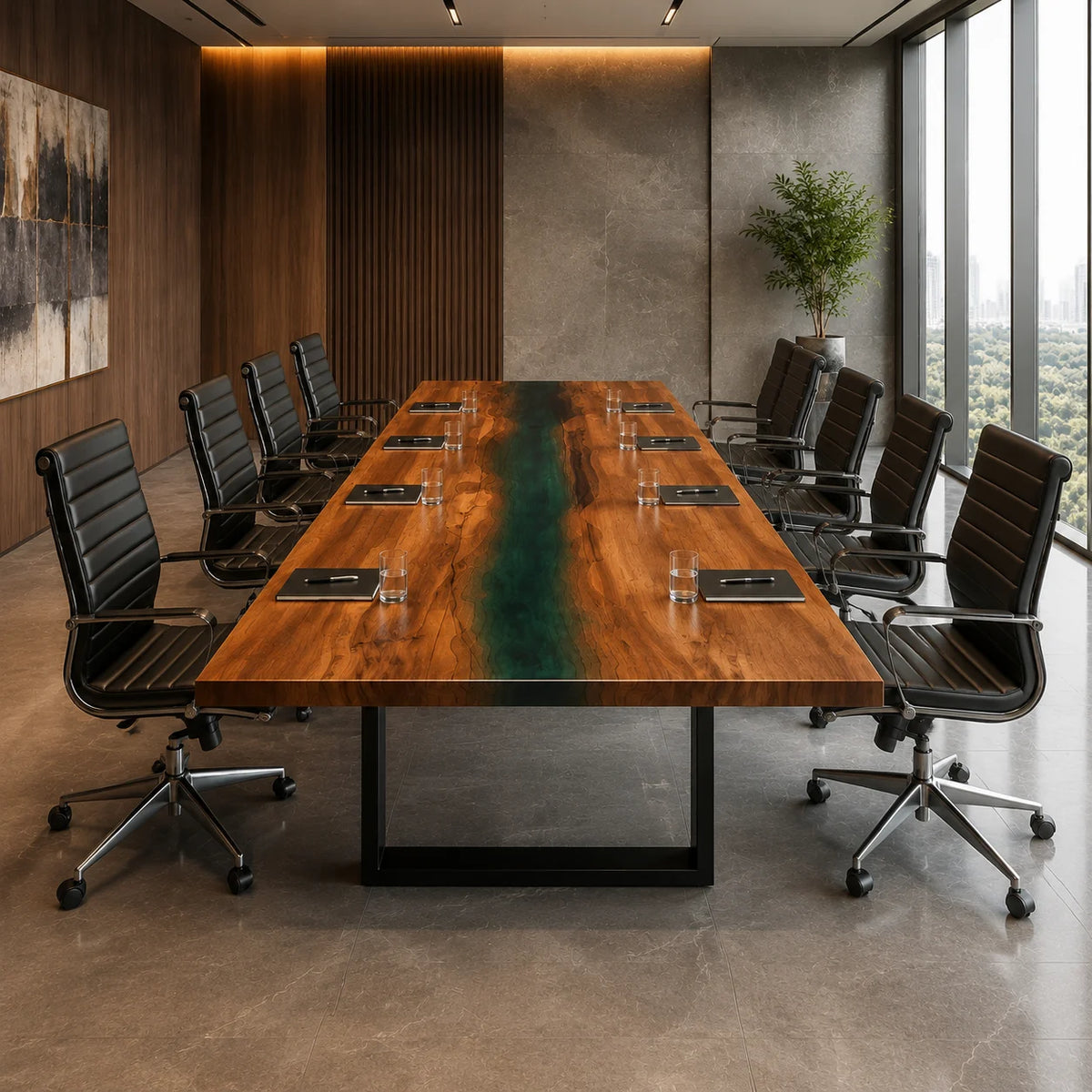 Forest Veil Walnut Epoxy River Conference Table CT09