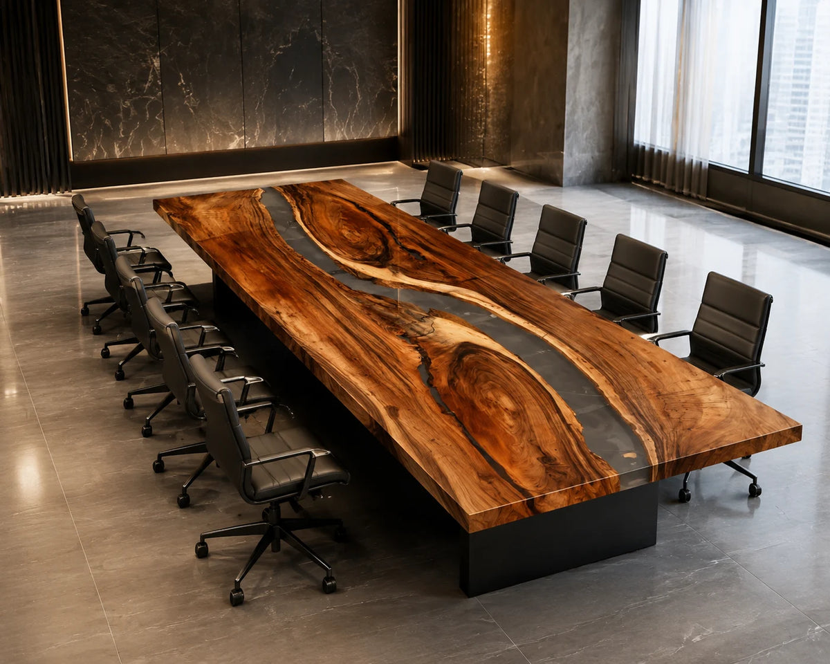 Slate Divide Walnut Epoxy River Conference Table CT12
