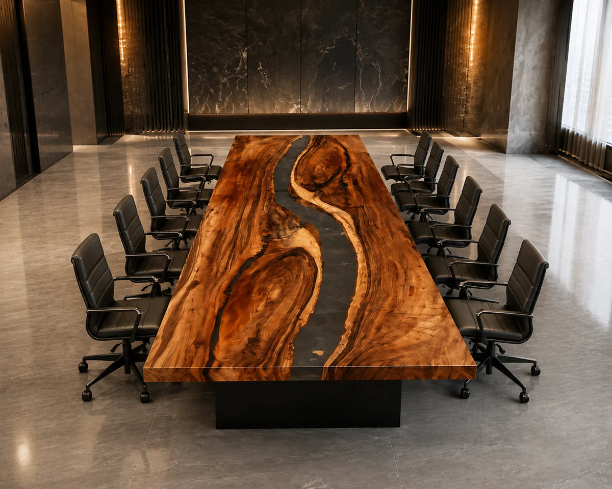 Slate Divide Walnut Epoxy River Conference Table CT12