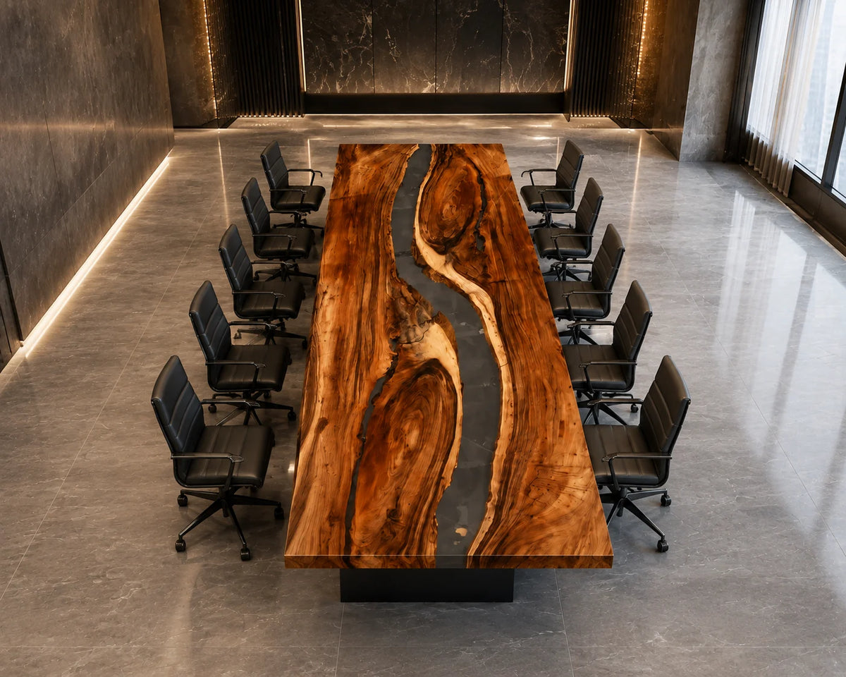 Slate Divide Walnut Epoxy River Conference Table CT12