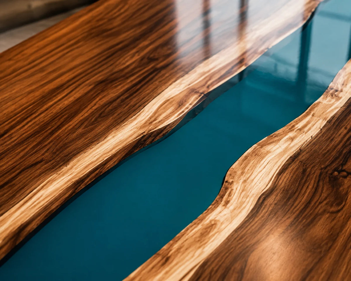 Teal Ribbon Walnut Epoxy Conference Table CT13