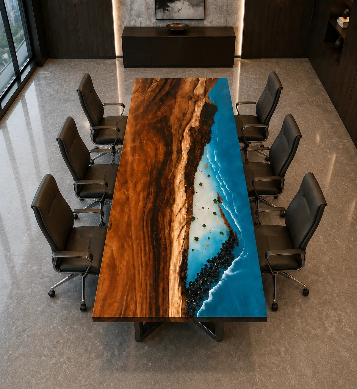 Turquoise Coast Live Edge Walnut Conference Table CT14