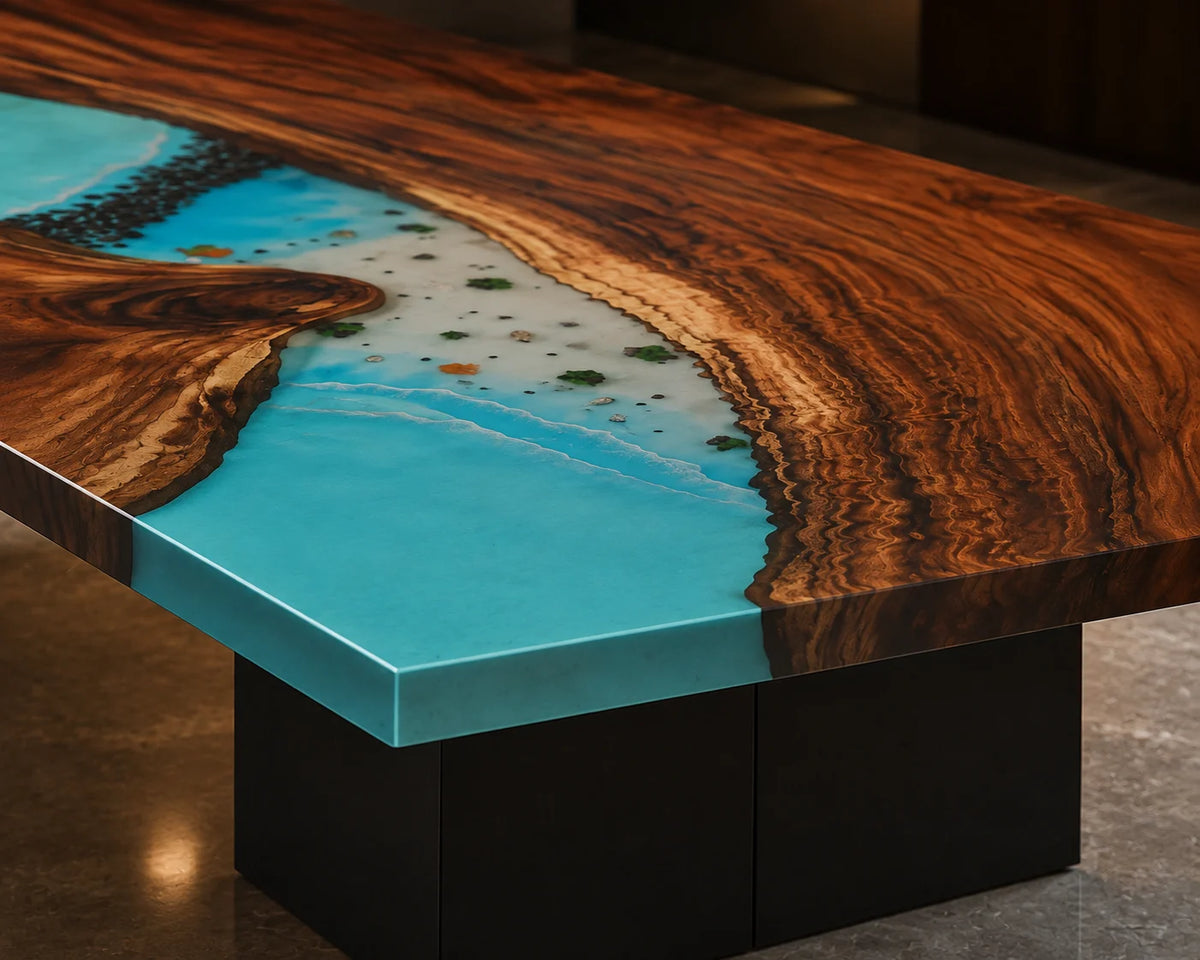 Aqua Shore Walnut Epoxy River Conference Table CT15