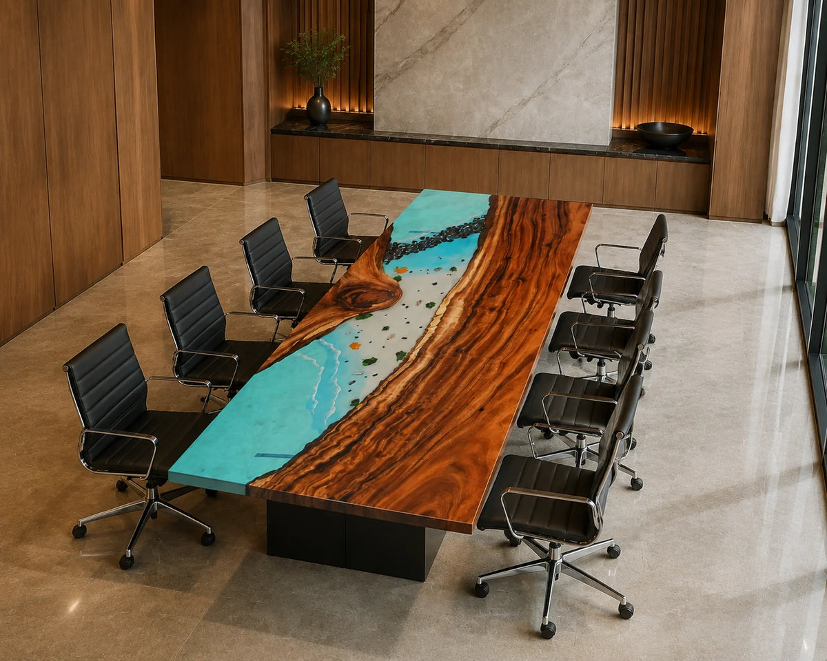 Aqua Shore Walnut Epoxy River Conference Table CT15
