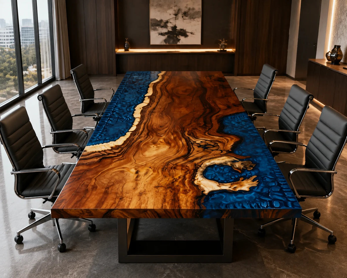 Cobalt Bay Walnut Epoxy Conference Table CT16