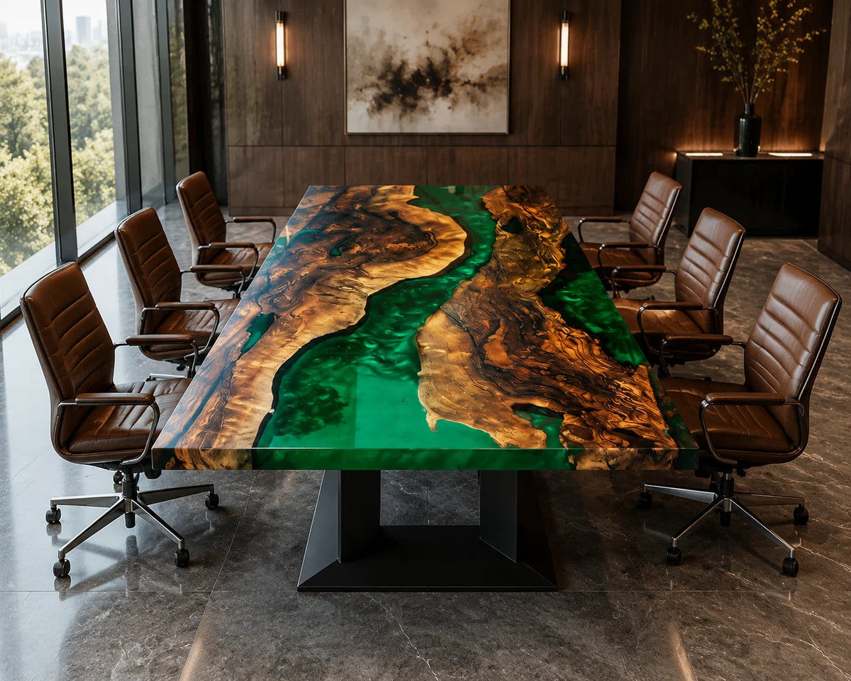 Emerald Contour Walnut Epoxy River Conference Table CT18