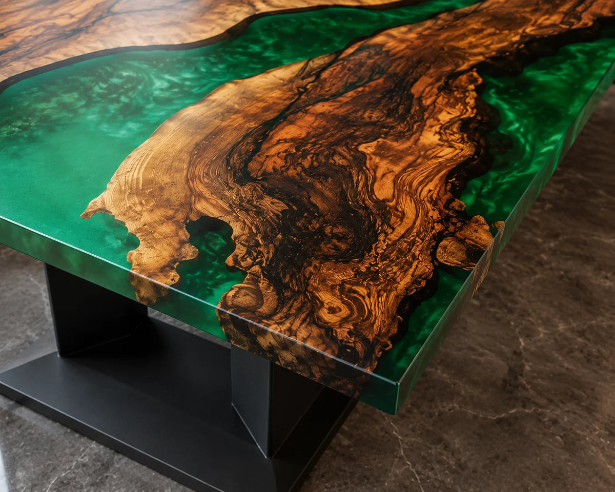 Emerald Contour Walnut Epoxy River Conference Table CT18
