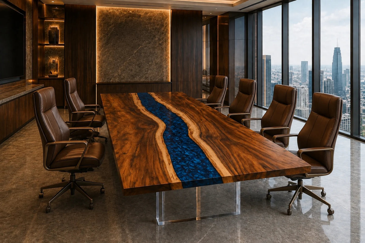 Sapphire Channel Walnut Epoxy Conference Table CT19