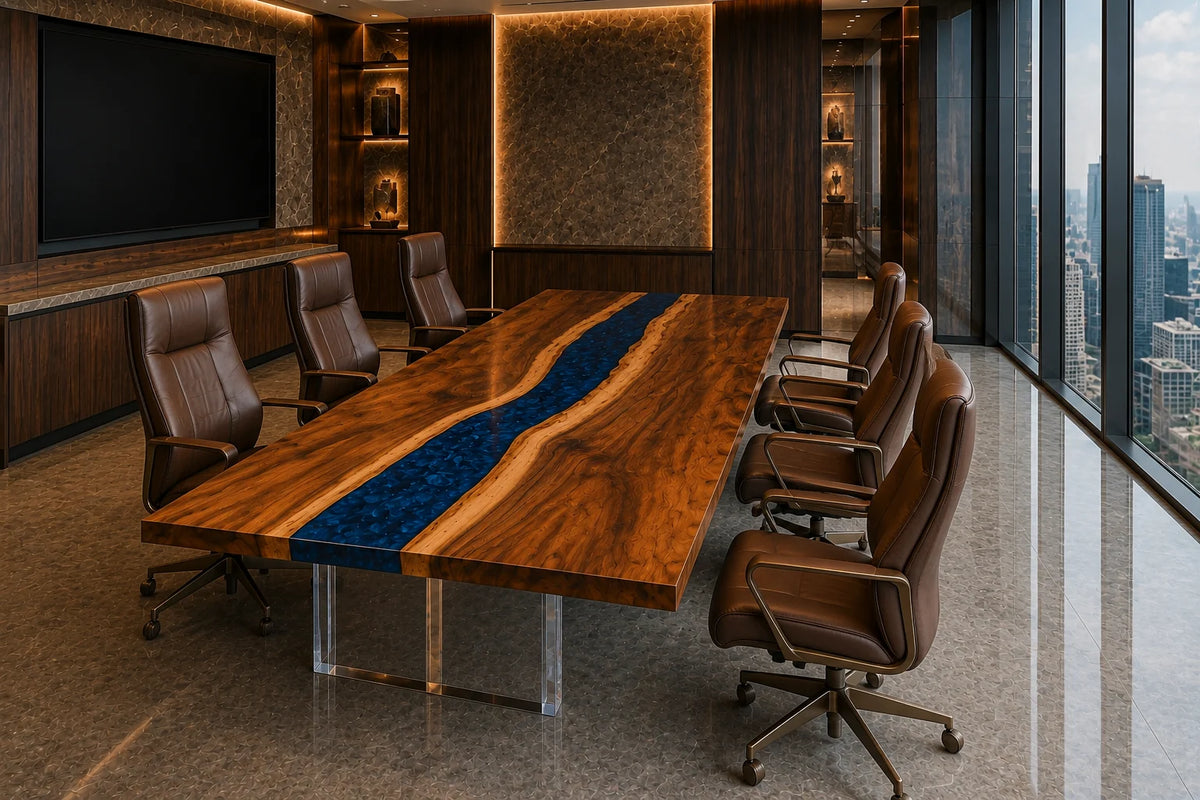 Sapphire Channel Walnut Epoxy Conference Table CT19