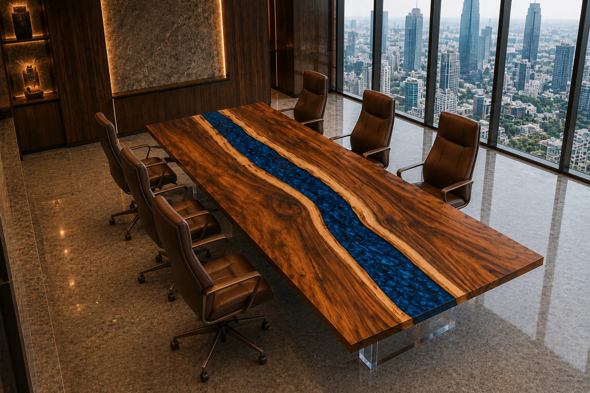 Sapphire Channel Walnut Epoxy Conference Table CT19