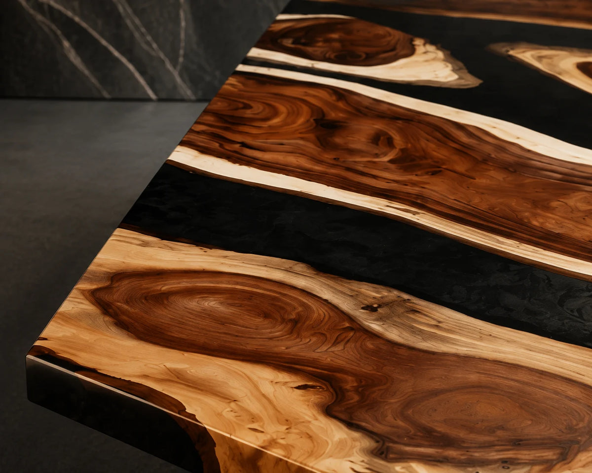 Obsidian Wave Live Edge Walnut Conference Table CT20