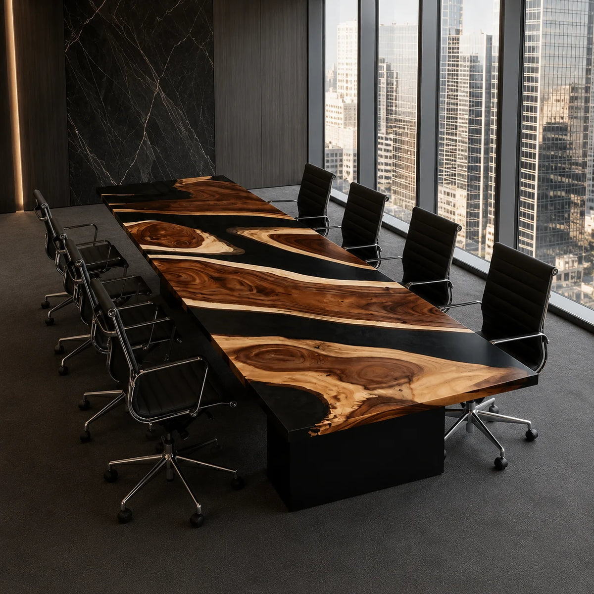 Obsidian Wave Live Edge Walnut Conference Table CT20