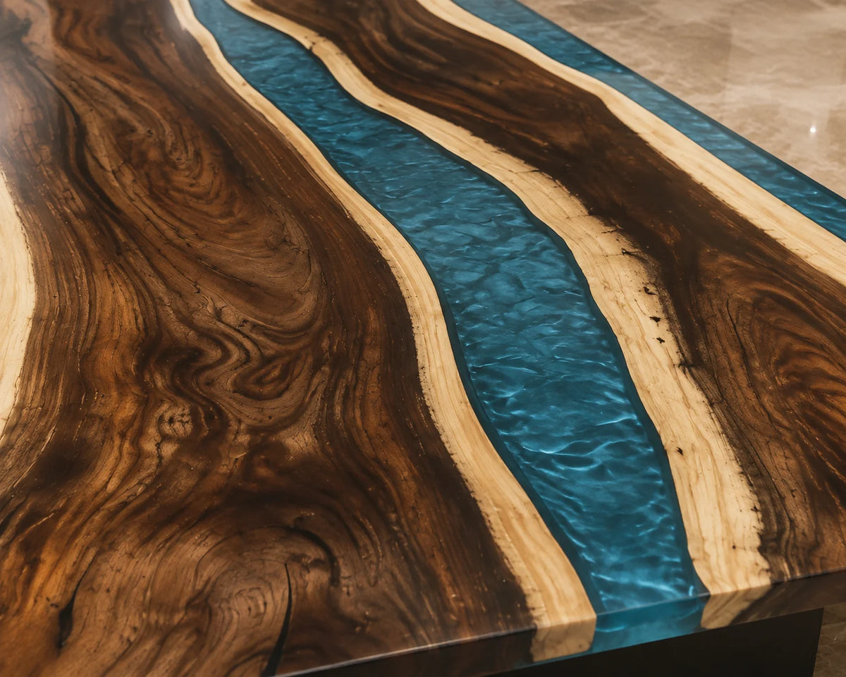 Twin Blue River Walnut Epoxy River Conference Table CT21