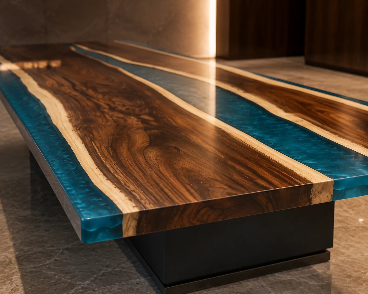Twin Blue River Walnut Epoxy River Conference Table CT21